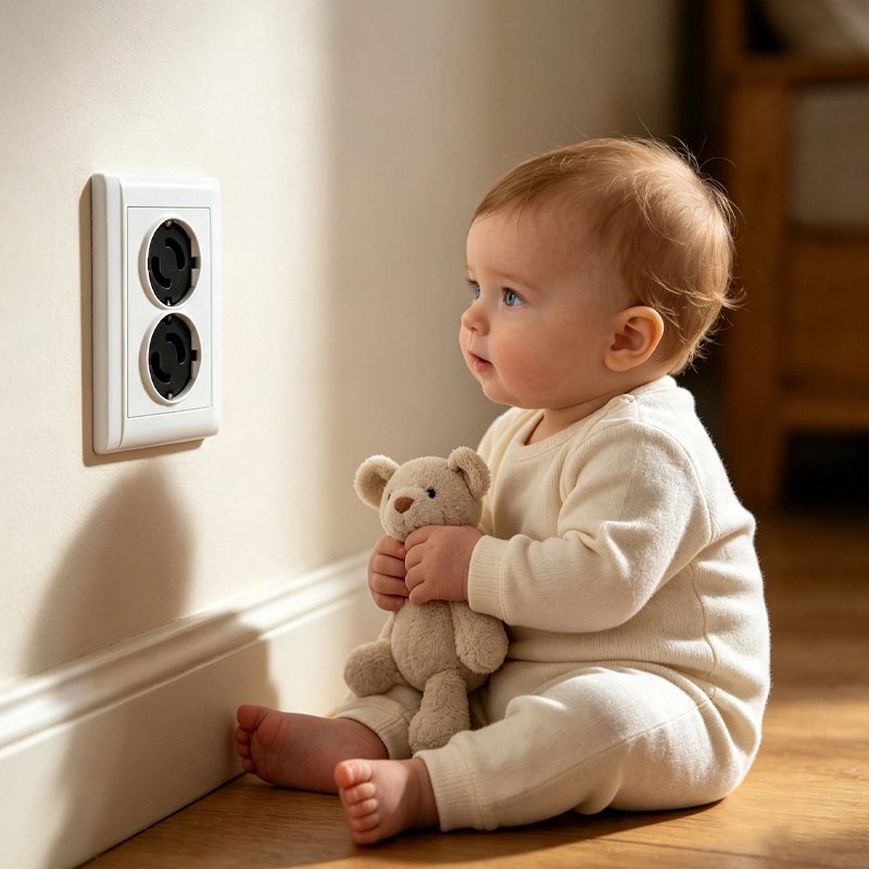 Cache prise secusafe bebe est devant la prise