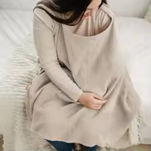Cape d'allaitement coton doux beige