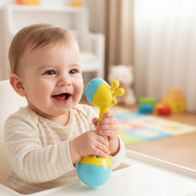 Hochet bébé | Éveil Sensoriel - Mon P'tit Nid Bébé