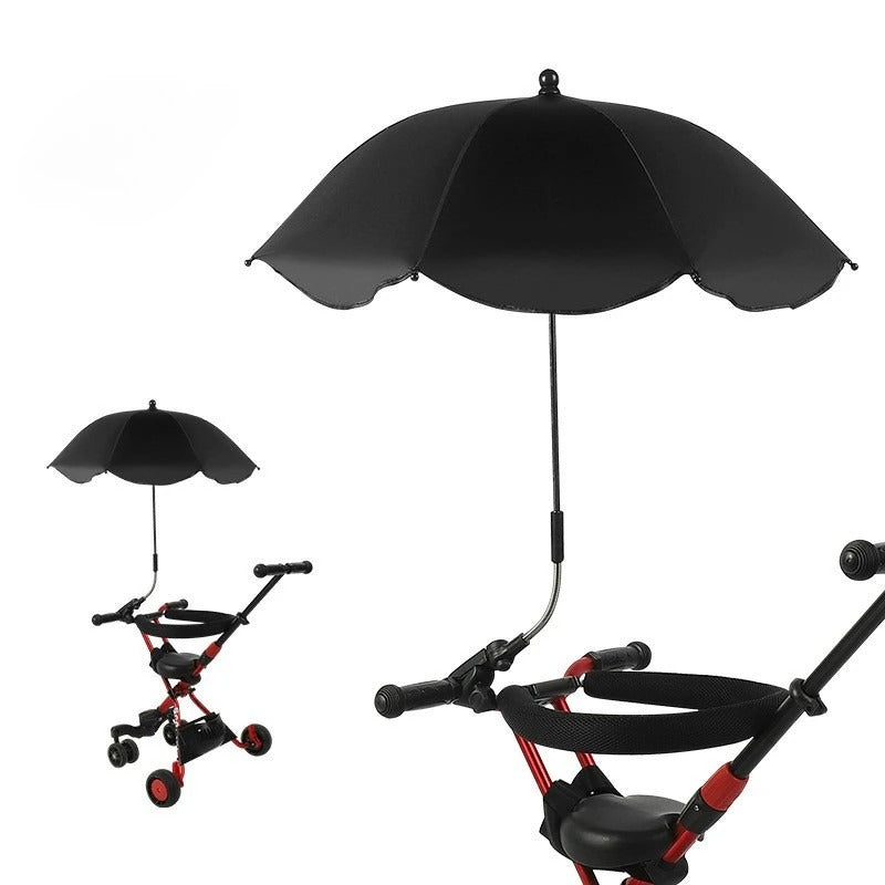 Ombrelle poussette protection florale noire