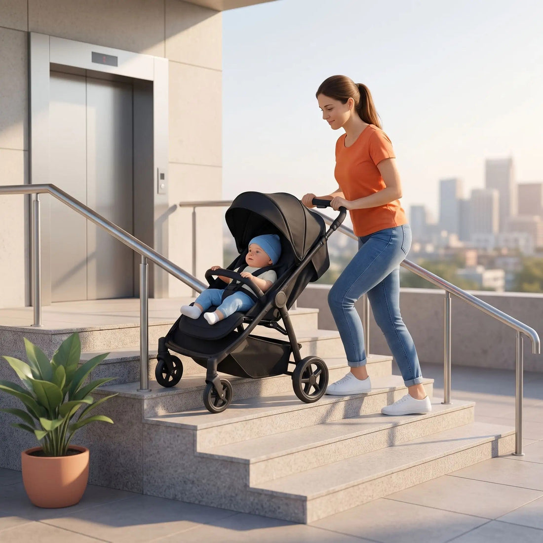 Comment gérer les escaliers avec une poussette