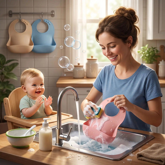 Comment laver un bavoir silicone facilement - Mon P'tit Nid Bébé