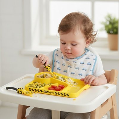 Assiette bebe | Antidérapante Incassable - Mon P'tit Nid Bébé