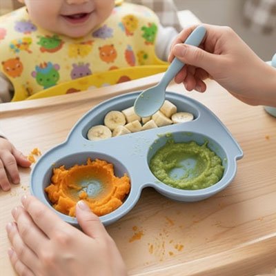 Assiette bébé ventouse avec compartiments