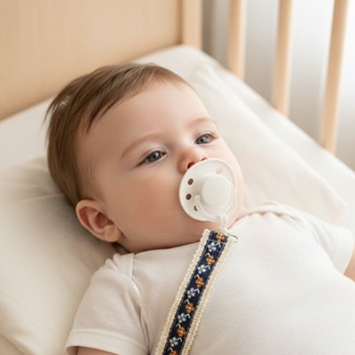 Attache tetine accessoire pratique bebe dans son berceau