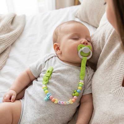 Attache tetine bebe dort dans les bras de maman