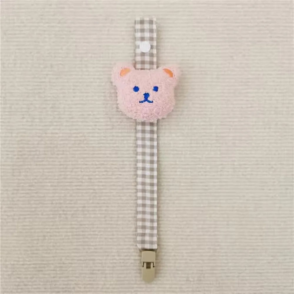 Attache tetine conventionnel ours rose