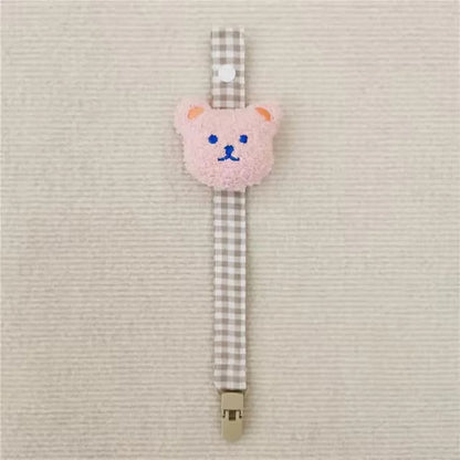 Attache tetine conventionnel ours rose