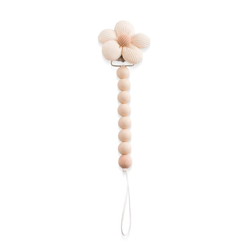 Attache tetine securisee et glamour beige
