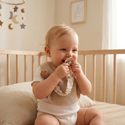 Attache tetine securisee et pratique bebe assis
