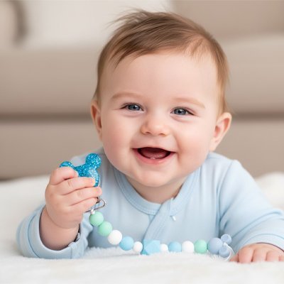 Attache tetine securisee et tendance bebe sourit