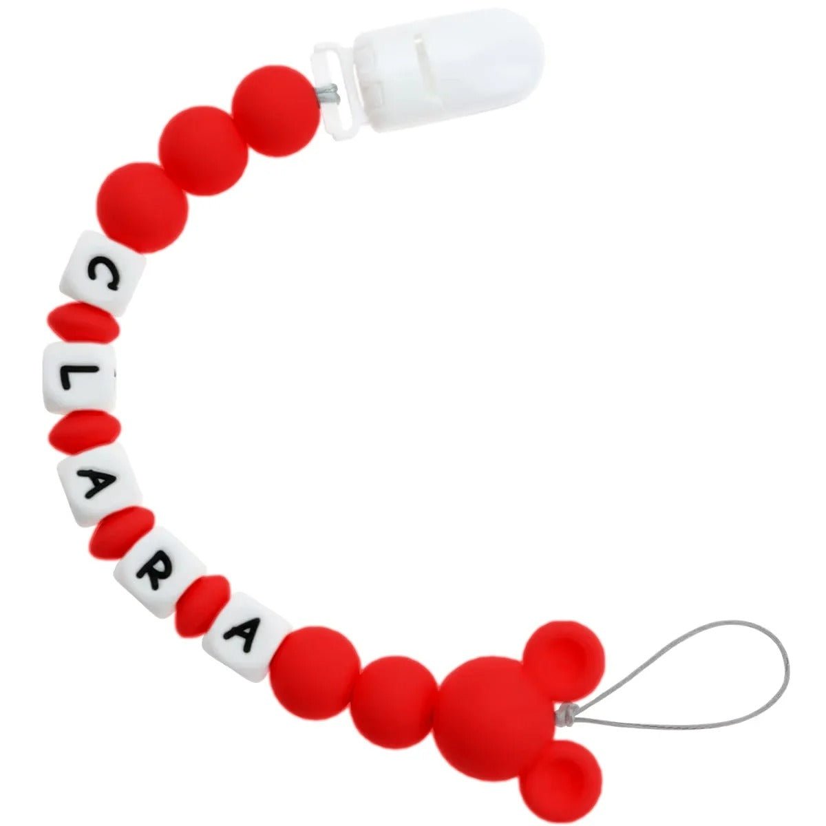 Atache tetine securisee et tendance rouge