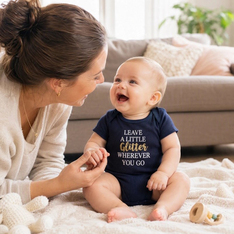 Body bebe fille confort bébé rie avec sa maman