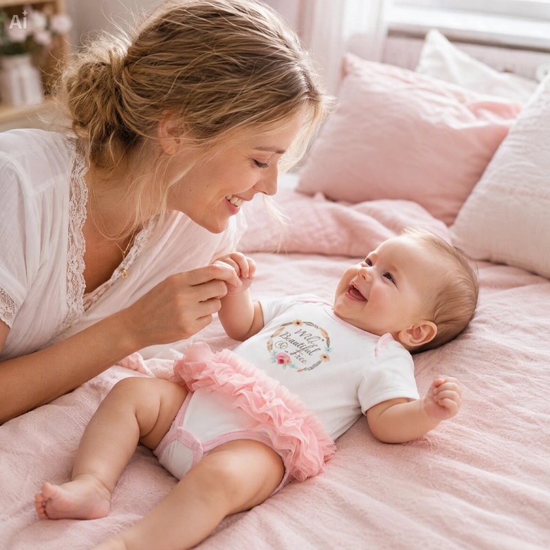 Body bebe fille douceur maman joue avec son bébé