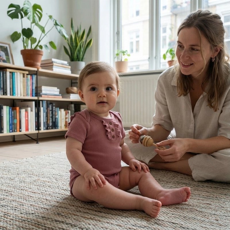 Body bebe fille pression coton maman regarde son bébé