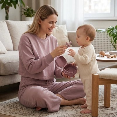 Boite a tetine Conservation Saine maman donne la tetine a son bebe
