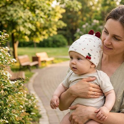 Bonnet bebe doux et chaud bebe regarde les fleurs