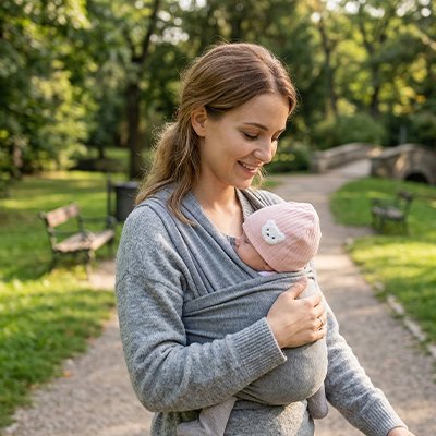 Bonnet bebe tout doux maman en balade avec bebe