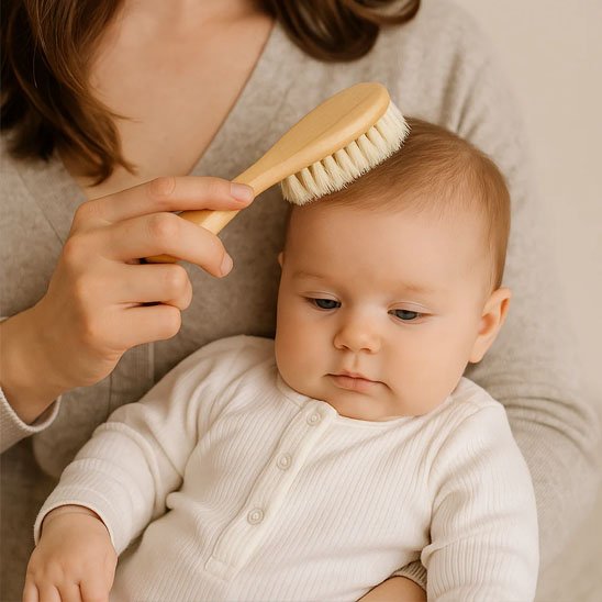 Brosse cheveux pour bebe bois naturel