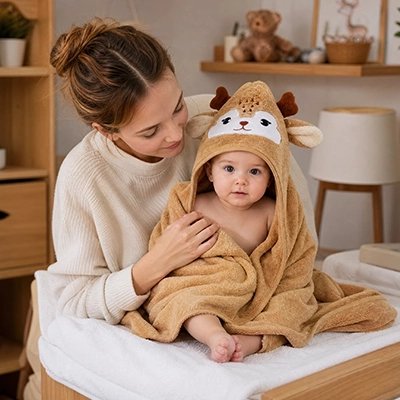 Cape de bain bebe ultra absorbante maman et bebe