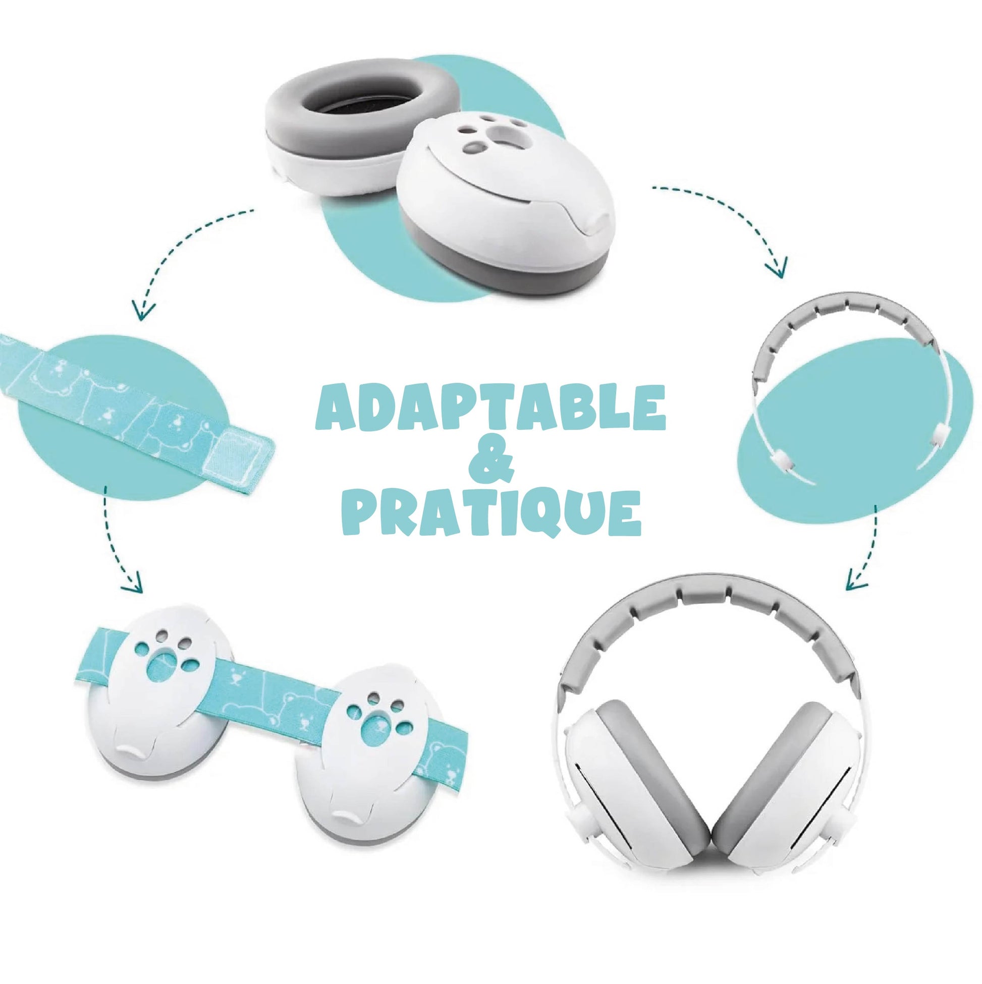 Casque anti bruit bebe adaptable et pratique