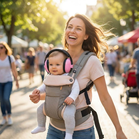 Casque anti bruit bebe maman et bebe passent un moment ensemble