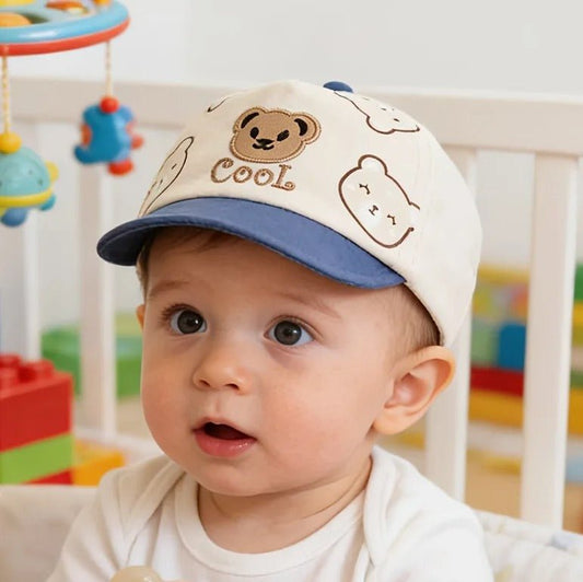Casquette bébé | Motif Ours Respirante - Mon P'tit Nid Bébé