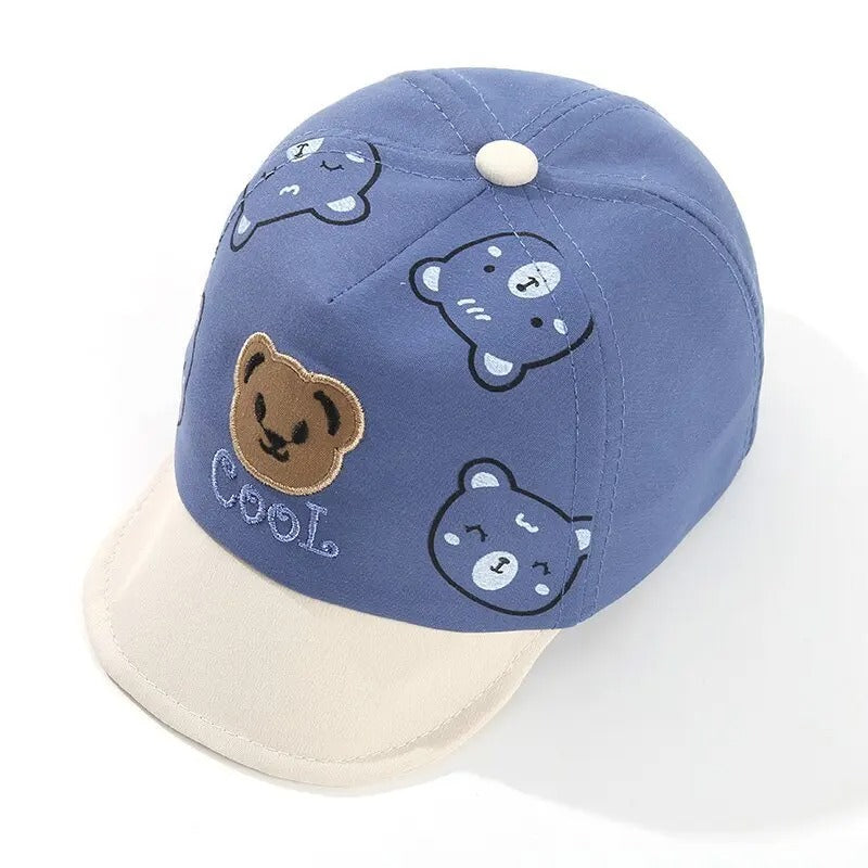 Casquette bebe motif ours respirante bleu