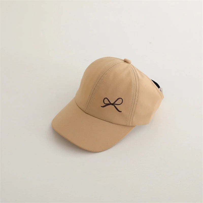 Casquette bebe noeud coeur beige