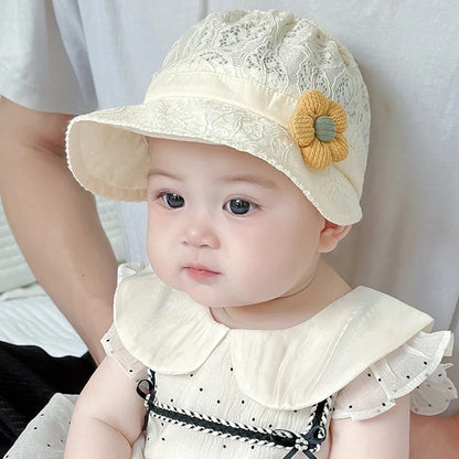 Chapeau bebe anti UV reglable avec noeud jaune
