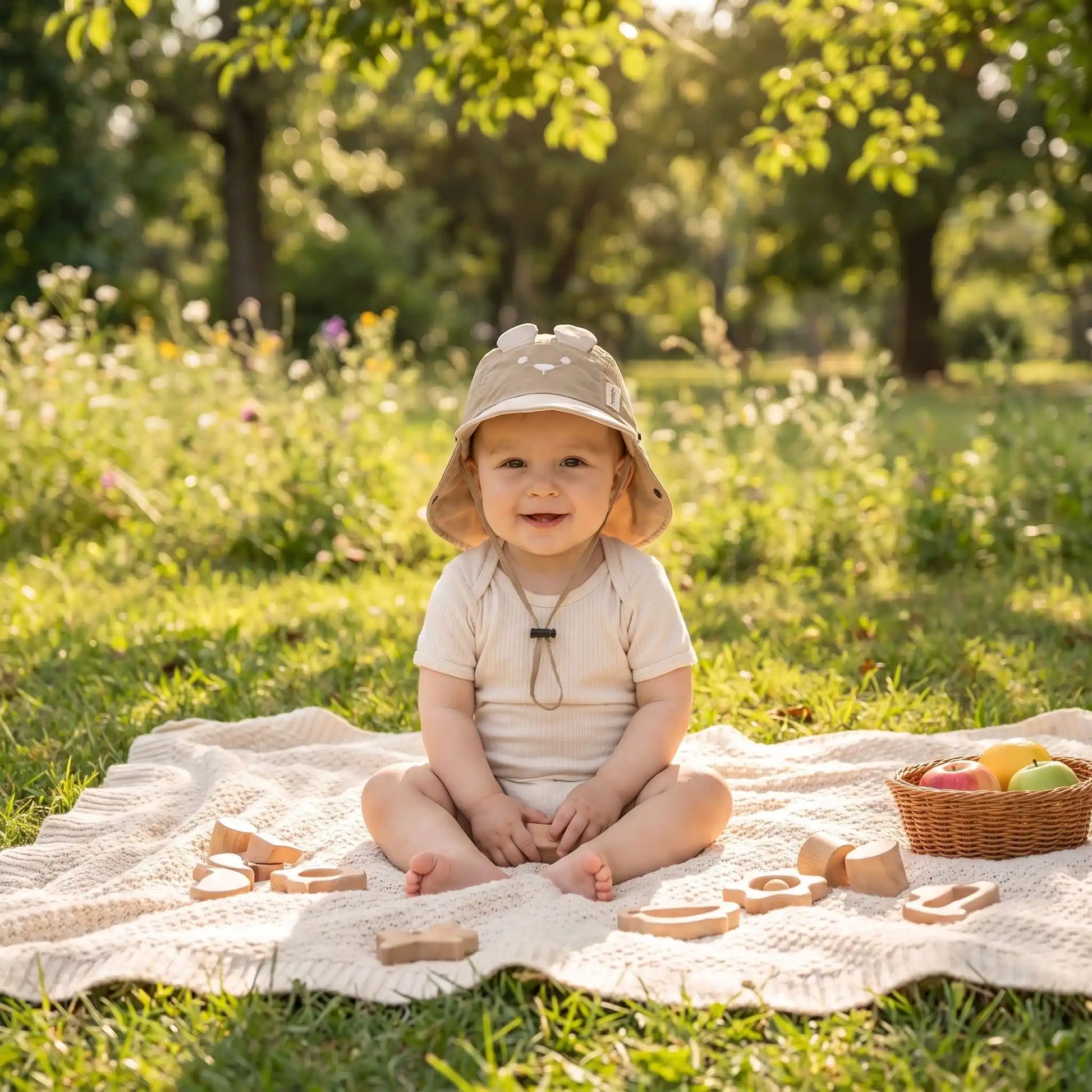 Chapeau bebe panama bebe est dans le jardin