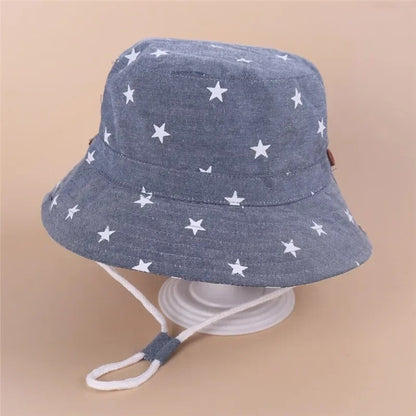 Chapeau bebe protection UV ajustable bleu