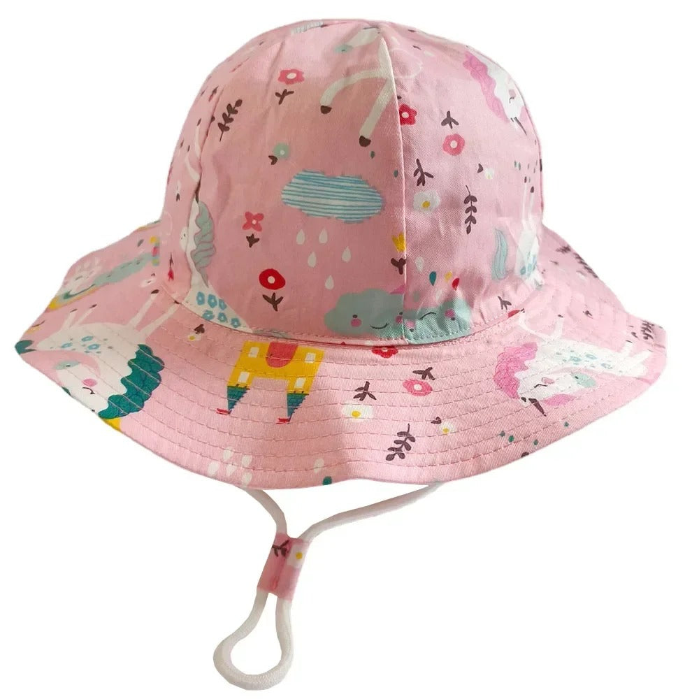 Chapeau bebe protection UV ajustable rose