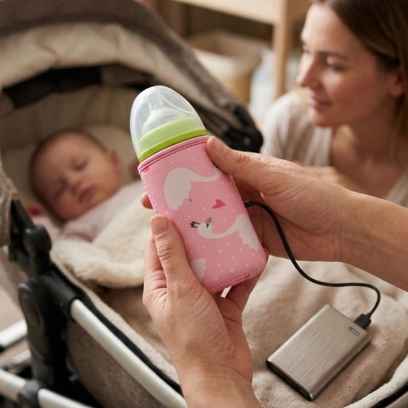 Chauffe biberon nomade portable bebe est dans sa poussette