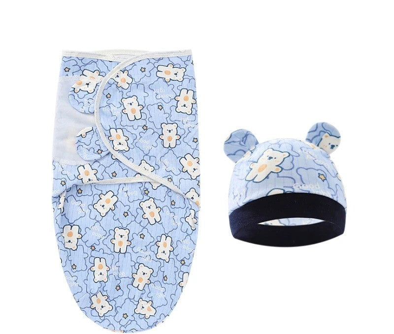 Couverture emmaillotage douceur apaisante bleu
