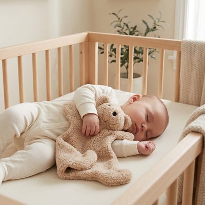 bébé dort proche du doudou
