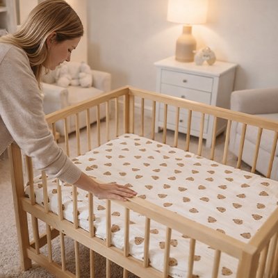 Drap housse lit bébé douceur respirante