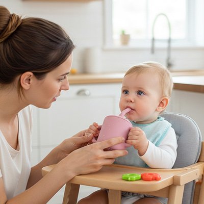 Gobelet bebe maman donne a boire a bebe