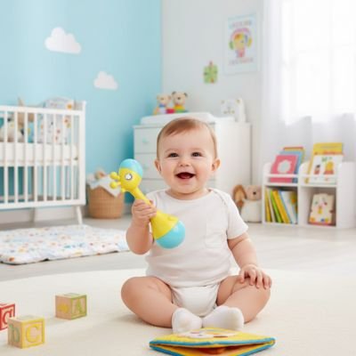 Hochet bébé eveil sensoriel bebe est assis