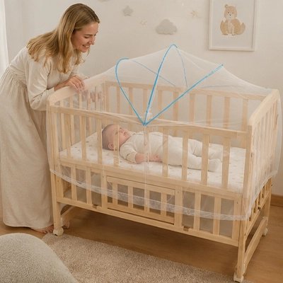 Moustiquaires lit bebe voile de serenite maman regarde bebe
