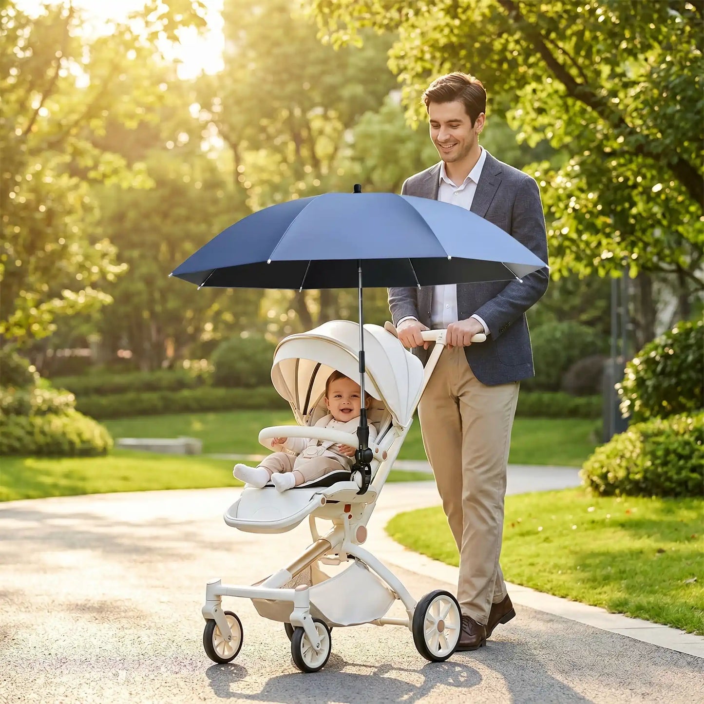 Ombrelle poussette rotative papa et bebe