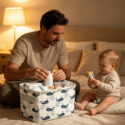 Panier rangement bebe cocon papa et bébé rangent