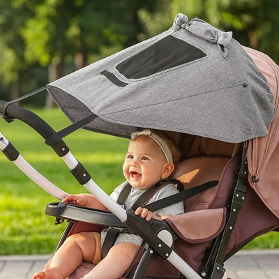 Par soleil pour poussette | Filtration UV Supérieure - Mon P'tit Nid Bébé