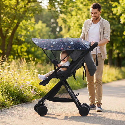 Parasol poussette double confort papa et bebe