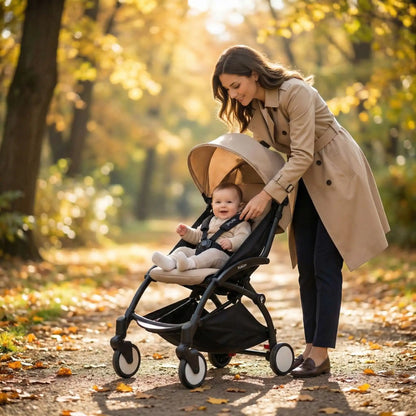 Parasol poussette sortie en exterieur maman et bebe