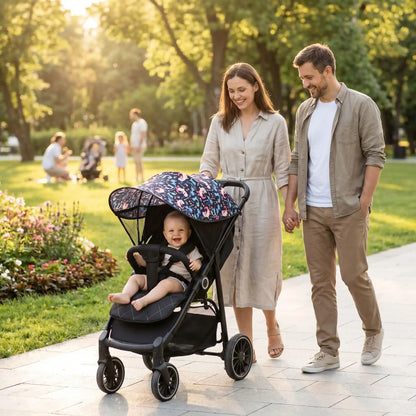 Parasol poussette universel balade en famille au parc
