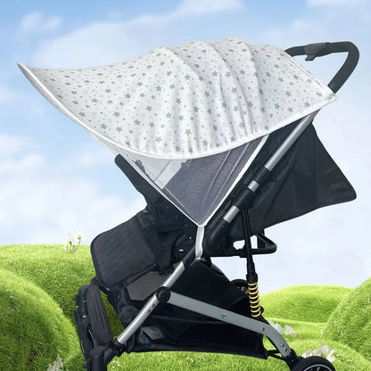 Parasol poussette universel blanc avec des etoiles