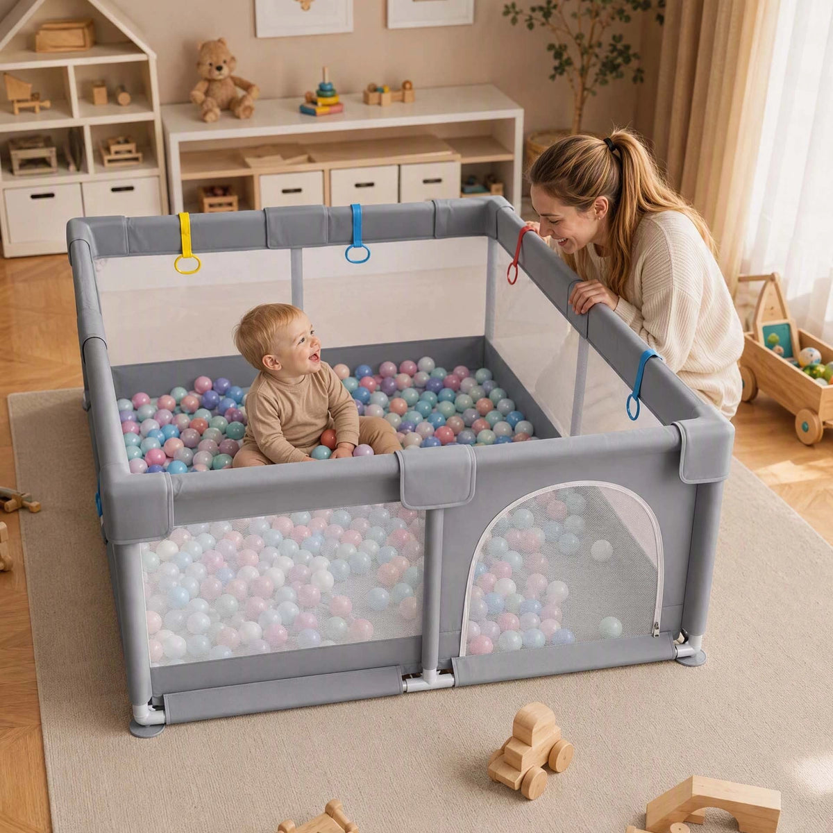 Parc bébé montage rapide maman regarde bebe