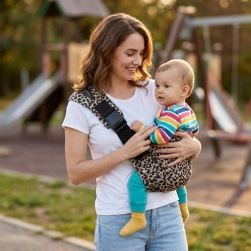 Porte bebe confortable maman et son bebe en balade