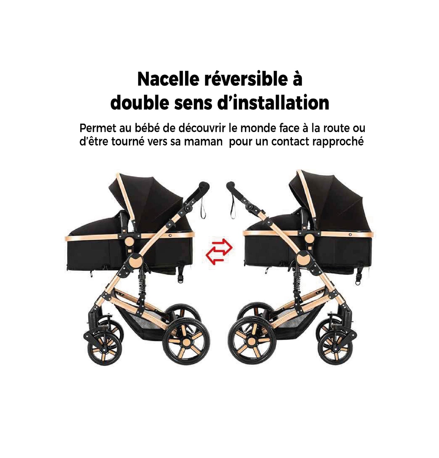 Poussette bebe 3 en 1 evolutive avec nacelle